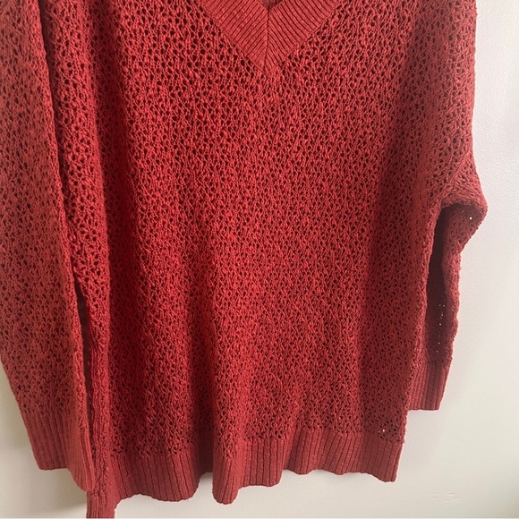 Torrid Women's Open Stitch Pullover V-neck Sweater - Picture 4 of 9